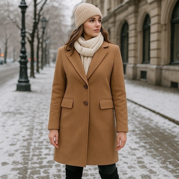 Halogen Jackets & Blazers - Halogen Camel Wool-Blend Coat Women’s Size 12 NWT